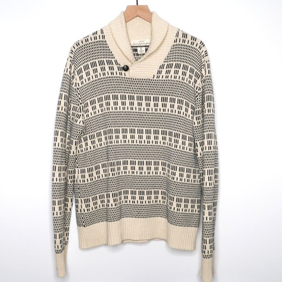 H&M Other - H&M Label of Graded Goods Mens Sweater Large Cream‎ Teal Stripes Holiday